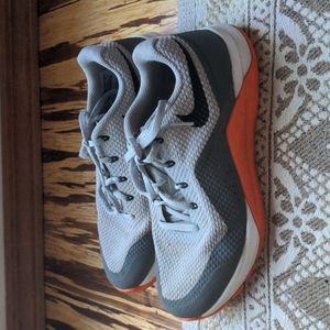 Nike Metcon crosstrainers, Men's 7.5, grey and orange